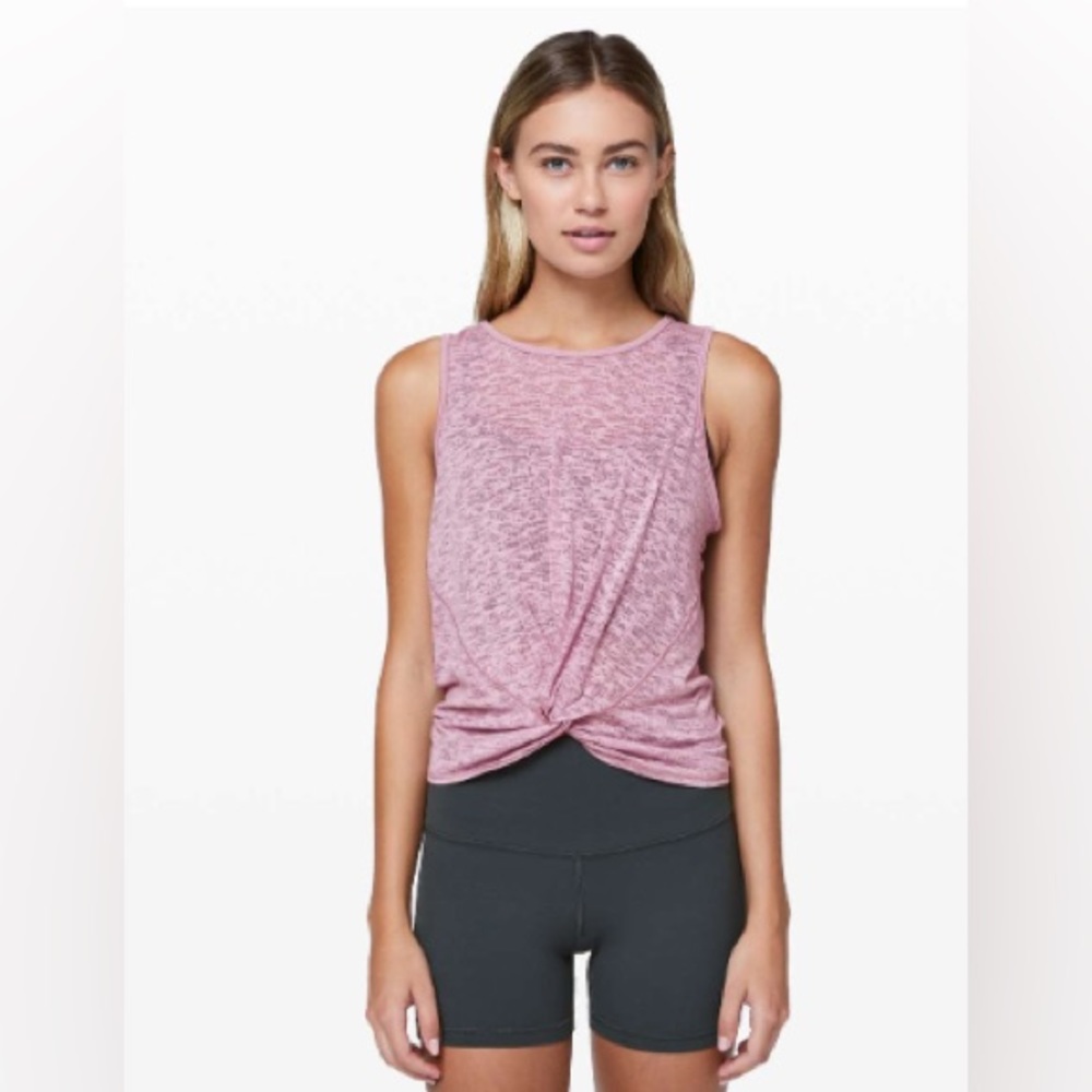 Lululemon Breeze Through Twist Tank, Rose Blush, size 10